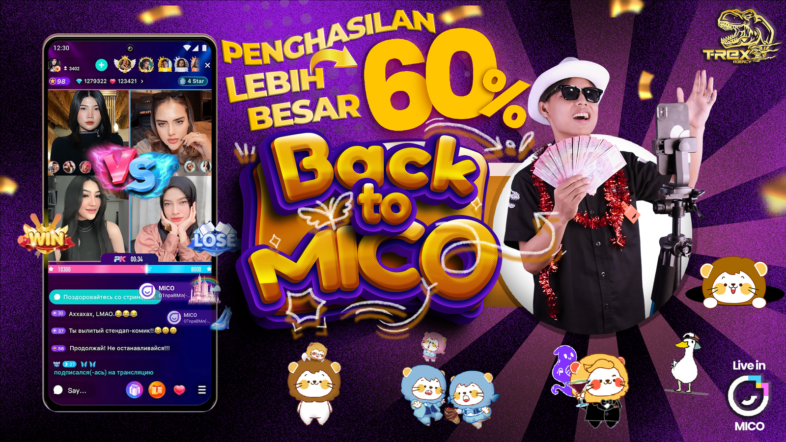 Nikmati Pembagian Hasil 60% Untuk Host Mico Live Streaming