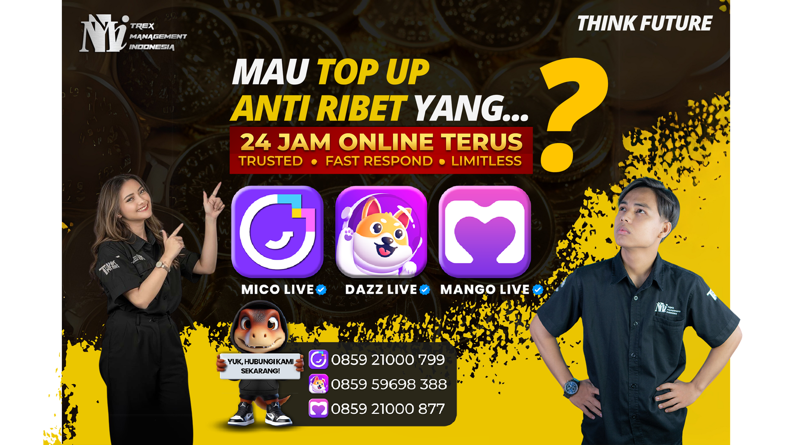 Top Up MICO, MANGO, DAZZ Live dengan Trex Management Indonesia: Solusi Cepat, Mudah, dan Terpercaya!